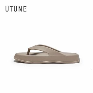 Ergonomía hombres Mujeres Utune Flip Zapatos de verano para zapatillas para exteriores Flat -Foot Eva Plataforma de goma Beach Slidesthick Cushion 2 41