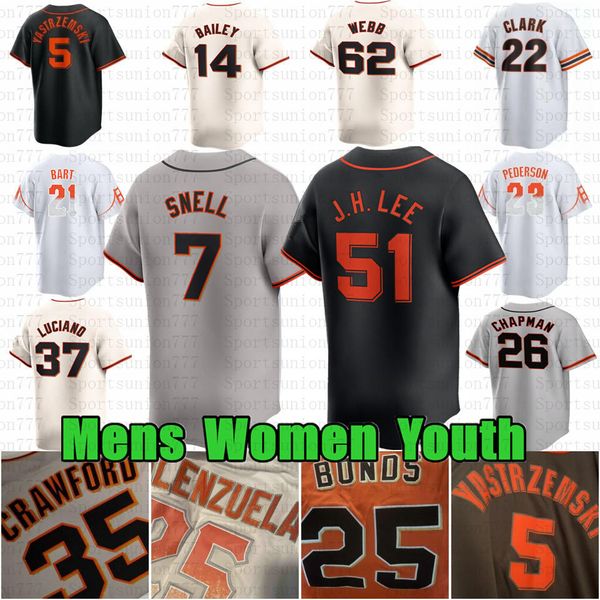 Custom Jung-hoo Lee 5 Mike Yastrzemski Baseball Jersey Matt Chapman Blake Snell Barry Bond Lamonte Wade Jr. Logan Webb Kyle Harrison Joey Bart Jorge Soler Hicks