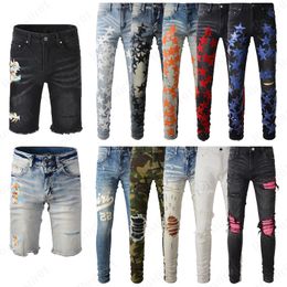 Designer Mens Jeans Us Size Embroidery Pants Skinny Jeans Men gescheurd voor trend katoen hiphop fietsers motorfiets true jeans