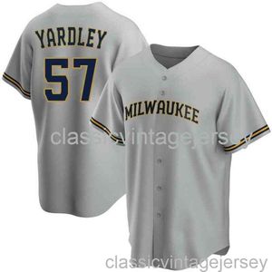 Eric Yardley # 57 Gris Ver2 Baseball Jersey XS-6XL Cousu Hommes Femmes Jeunesse Baseball Jersey