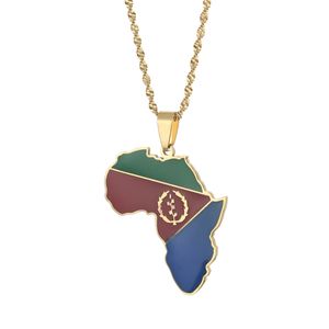 Collares con colgante de bandera de mapa de Eritrea para mujeres y niñas, joyería africana de Eritrea de Color dorado