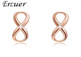 Erluer Stud Orees Oreads for Women Fashion Wedding Crystal Jewellery Girl Rose Gold Zircon Engagement Boucle d'oreille1178971