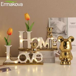 ERMAKOVA Creatieve keramische 3D-lettertypen Liefdesbeer Kerst Feestelijke bruiloftsdecoratie Ornamenten Familie Ambachtelijk Inrichting Decor Cadeau 240307