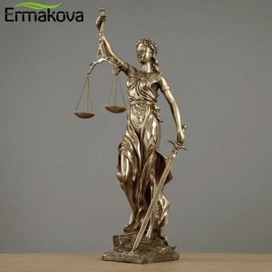 ERMAKOVA Estatua de la diosa de la justicia griega de bronce antiguo europeo, adornos de escultura de resina de ángeles justos, decoración del hogar de escritorio, regalo 240103