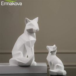 Ermakova Sculpture géométrique Statues d'animaux Simple Blanc Ornements abstraits Décorations modernes pour la maison 210811