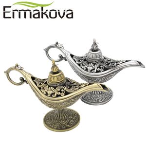 ERMAKOVA grande taille métal lampe magique Pot rétro ing lampe à huile Genie lampes brûleur d'encens pour cône d'encens cadeau 201125