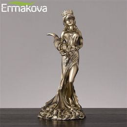 ERMAKOVA, resina de gran tamaño cegada, diosa de la riqueza griega, figura de la fortuna, escultura de la fortuna de la suerte, regalo de oficina, decoración del hogar 210811