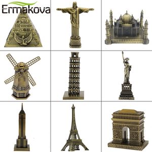 Ermakova Metal Architecture Figurine World Famous Landmark Building Souvenir Statue Home Office Bureau Décor Cadeau de Noël 211122