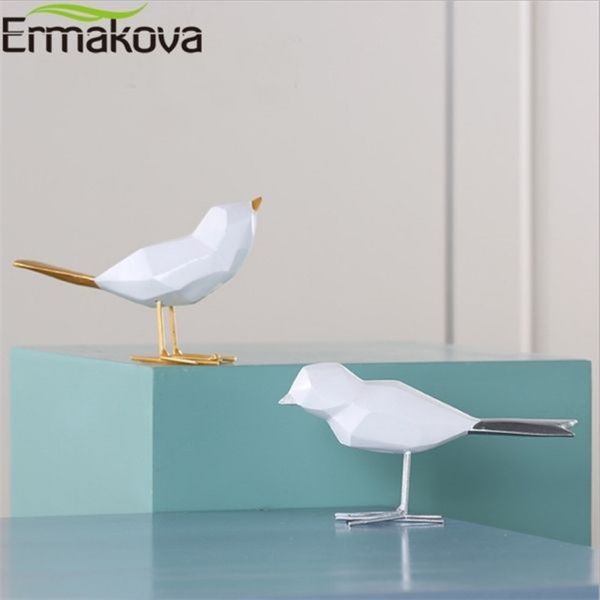 ERMAKOVA moderne mignon résine oiseau Figurine ornements européens géométrique Origami Animal Statue maison bureau décor cadeau Q1128283F