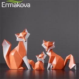 Ermakova nórdico moderno abstracto geométrico naranja estatuilla estatua escritorio ornamento oficina decoración del hogar animal resina artesanía 210727