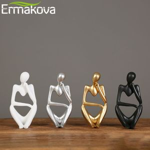Estatua de pensador de ERMAKOVA, escultura de resina abstracta, Mini arte decorativo, figura de escritorio, figuras de pensador, estantería de oficina, decoración del hogar 220212