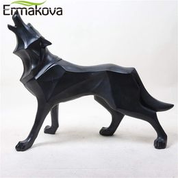 Estatua de lobo ERMAKOVA estilo geométrico abstracto moderno resina Lobo Animal estatuilla Oficina decoración del hogar Accesorios regalo 210727