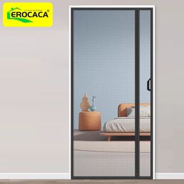 EROCACA Black Magnetic Screen Porte Mosquito Net Curtain Insect Insect Automatic Ferme Invisible Mesh pour la cuisine Indoor Room 240424