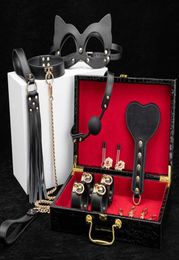 Kits de bondage érotiques retenue de retenue d'esclaves ensemble de boues de pute de cuir de pu