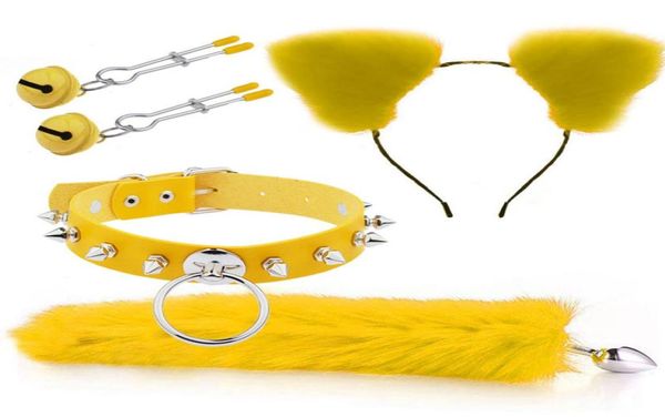 Kit de costumes en épingle à cheveux Cosplay érotique de queue de renard avec plug anal en métal jouets sexy anaux pour couples Bdsm Bondage masseur de prostate9854498