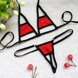 Érotique exotique Bikini dames Mini string Micro maillot de bain Sexy Transparent sous-vêtements en dentelle ensemble