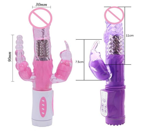 Productos íntimos eróticos Triple placer Vibrador de conejo G Estimulador de manchas Rotación Vibrador Vibrador Sexo para adultos Mujeres Y193555202