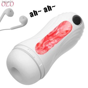 Érotique pénis sucer stimulateur vagin vraie chatte 10 + 6 + 1 modes vibrateur mâle masturbation tasse avec écouteurs sex toys pour hommes L230518