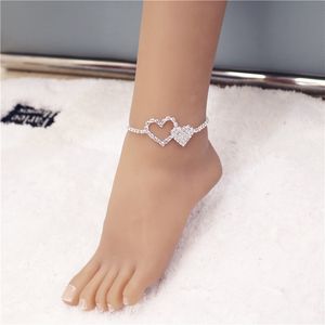 Erotische sexy hete verkopen Hot Love Anklet Personaliseerde mode Glitter Diamant hartvormige voet sieraden Anklet