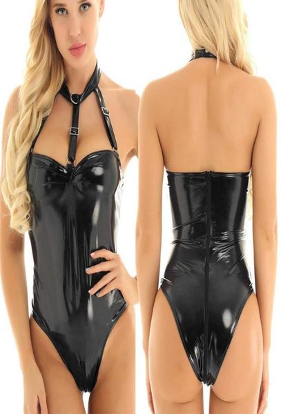 Bodys de latex sexy érotique lingerie backless Body Suit Sex Woman Bondage bdsm Slave sm robe zipper sexi fausse cuir Catsuit Bras5399467