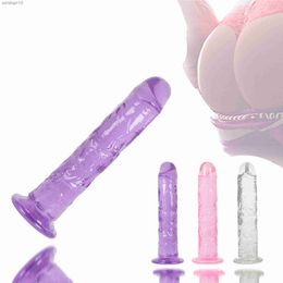 Erótico Soft Jelly Dildo Anal Butt Plug Pene realista Ventosa fuerte Dick Juguete para adultos Punto G Orgasmo Juguetes sexuales para mujer L230518