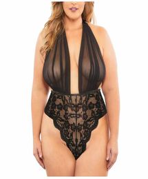 Sous-vêtements érotiques femmes Sexy col en V profond body dentelle transparente dos nu demi buste vêtements de nuit Lingerie pour femme adulte 2020 nouveau6632230