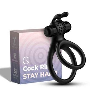 Erotica volwassen speelgoed Penis Rings Sex Toy voor mannen Gay vertraging Ejaculatie Masturberen Vibrator Sekproducten Siliconen Dual Cocking Ring3255063
