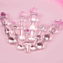 Jouets anaux érotiques perles coeur rose godemichet anal en verre gode vaginal et stimulation sexuelle pour les femmes 220507