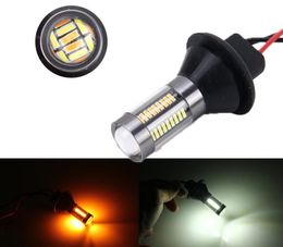 Fout Gratis 12V T20 7440 T25 3156 BA115S 1156 4014 66SMD Dubbele Kleur Draaien Omkeren Remlicht Auto LED Lamp Lamp voor Auto Motorfiets