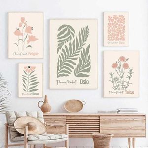 ers boho couleurs claires pastel vert art affiche feuilles de fleur peinture abstraite maçonned art art salon décoration home décoration j240505