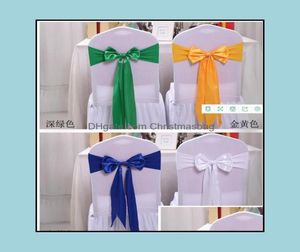 Ers tuin ers textiel Home Garden25pcs Bruiloft Decoratie Knoop Bow Sashes Satijn Spandex ER Band Linten stoel Tie ruggen voor PA5867131