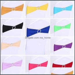 Ers sashes textiel Home Gardensashes Colorf Stretch stoel Back Hoop Bow voor bruiloft Bowknot Banquet Elastic Festival Supplies Party Decor