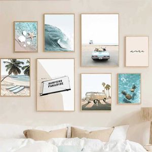 Ers Summer Ocean Sea Wave Print Affiche de plage de surf de surf de surf