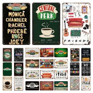 Ers Vintage Friends Metal Tin Signs Central Perk Wall Post Plaque Iron Painting Decoration for Game Room Cafe Garage Club Bar Pubs J240505