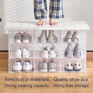 es Bacs Organizador De Stockage Transparent En Plastique Tiroir pour Rack Armoire À Chaussures Antipoussière Boîte Empilable Accessoires Pour La Maison W0428