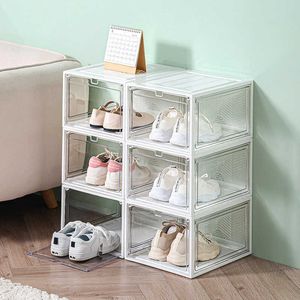 Es Bins Plastic transparante slippers Sneakers opbergdoos thuiskast Organisator Kaste stofdichte plank Stack Shoesbo W0428