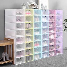 es Bacs Empilable Rack Tiroir Transparent En Plastique Chaussure Pliant Combinaison Clamshell Box New Home Storage W0428