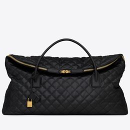 Es Bolsa de viaje gigante en cuero acolchado Negro Maxi Supple Bag Fashion Top Handles duffle designer womens mens Zip Closure Case grandes bolsos negros
