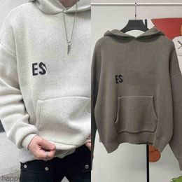 ES Sweat à capuche à col roulé pour homme et femme - Pull ample - Tricot décontracté - Style paresseux - Sweat-shirt léger à capuche AAAA