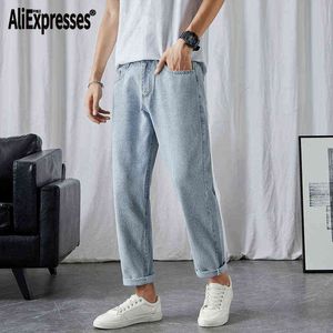 es losse mannen jeans mannelijke broek eenvoudig ontwerp hoge kwaliteit gezellige alles-match studenten dagelijks casual rechte denim broek G0104