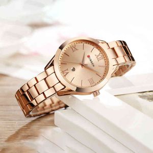 Es Reloj de pulsera de lujo para mujer, reloj femenino, reloj de pulsera de cuarzo de oro rosa para mujer, reloj Wach