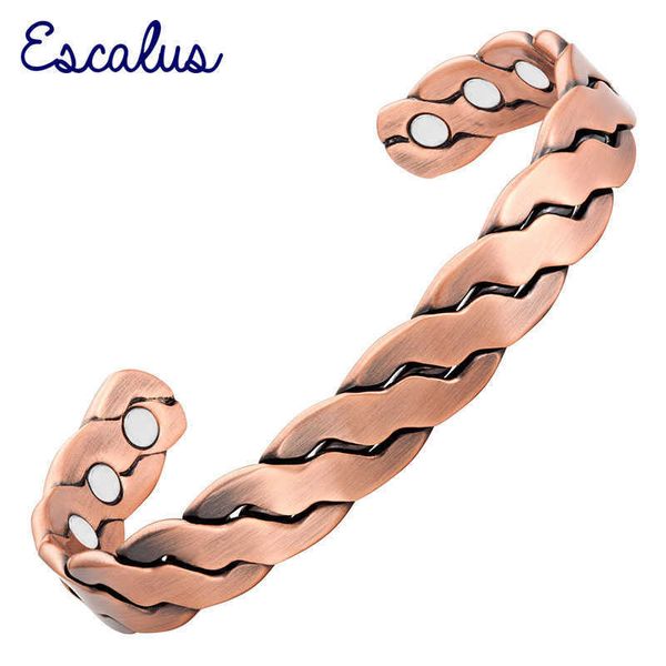 Escalus Santé Puissant Antique Cuivre Femmes Bracelets Magnétiques Hommes Bio Guérison Mode Bracelet Géométrique Bracelet Charme Q0720