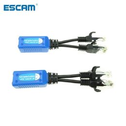 Escam 1Pair RJ45 Splitter combinador Cable de ascenso, dos cámara POE Use un cable de red Cable Adaptador Conectores Cable de alimentación pasivo