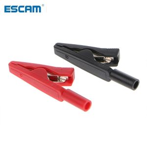ESCAM 2 PCS Geïsoleerde alligatorclip 2mm banaan vrouwelijke adaptermeter testsonde zwart rood
