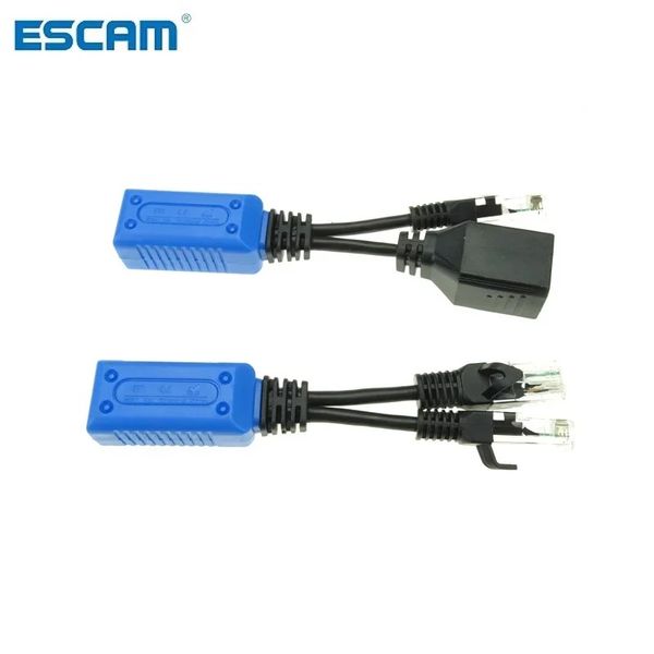 ESCAM 2pcs/1Pair RJ45 Splitter combinador Cable de cable Upoe Cable Adaptador Conectores de cable Cable de alimentación pasiva