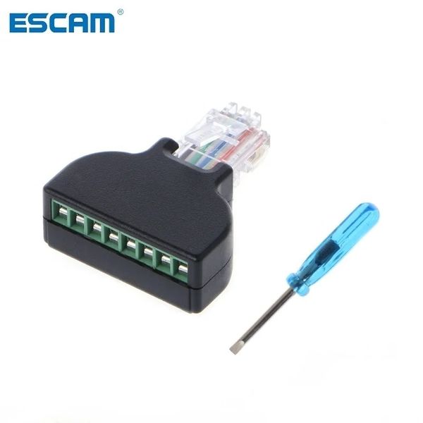 ESCAM RJ45 ETHERNET Male a 8 pin de 8 pin Terminal AV Tornillo Adaptador Conectador de bloque para la cámara CCTV