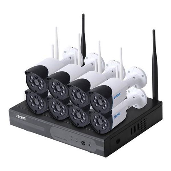 ESCAM WNK804 HD 720P 8CH WiFi Kit NVR inalámbrico Conexión WiFi Detección de movimiento Cámara IP resistente al agua