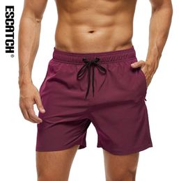 Escateur 2024 Mens stretch shorts sup bord snel droge shorts met ritszakken ademende mesh voering waterdichte zwemkleding 240411