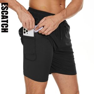 Escatte heren zwembroek met compressie voering 2 in 1 snel droge sportschool sportshorts zwembroeren met ritszakken 240411