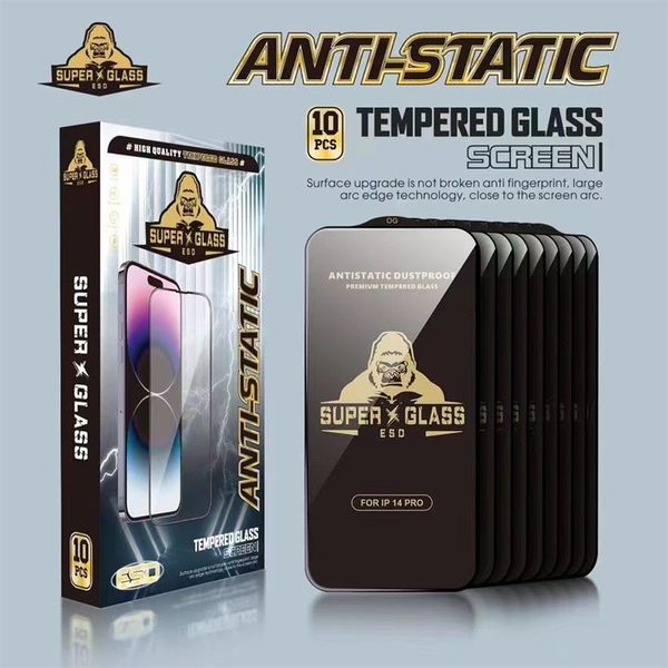 Film de protection en verre trempé à colle complète antistatique ESD pour iphone 15 14 13 pro max 12 11 xs xr 7 8 Plus protecteur d'écran antistatique avec emballage de vente au détail